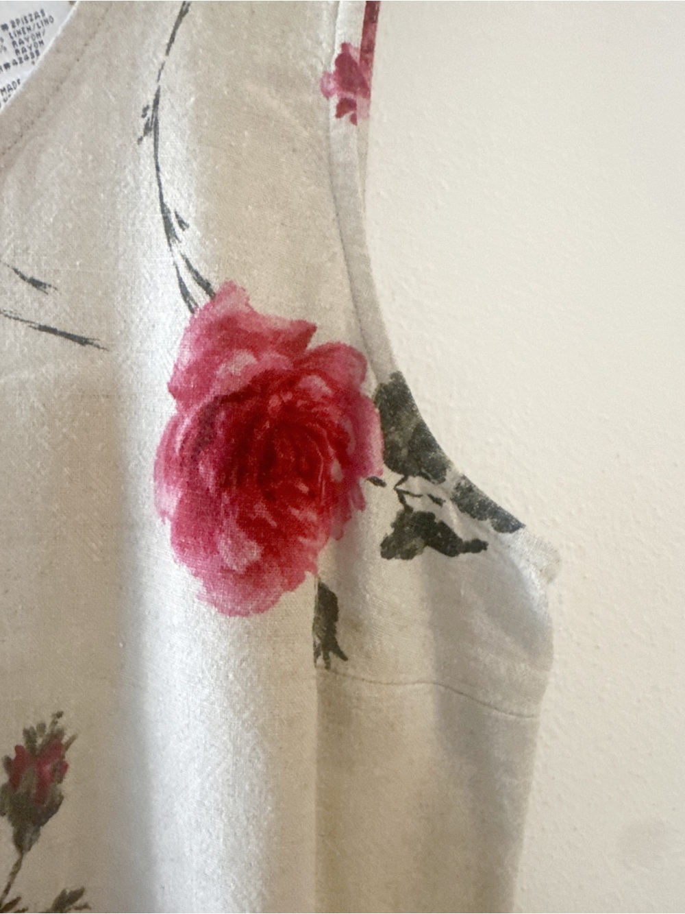 Sheri Martin New York Floral Rose Print Sleeveless Maxi Dress Linen Blend Size L - Picture 6 of 8